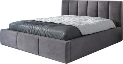 A modern upholstered bed with a headboard and mattress, shown against a white background.