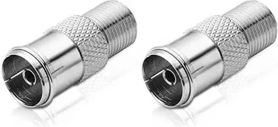 Produktbild von conecto Antennen-Adapter, F-Buchse auf IEC-Buchse, Adapter zum Verbinden von IEC-Anschlüssen mit Sat-Anschlüssen, 2er Set