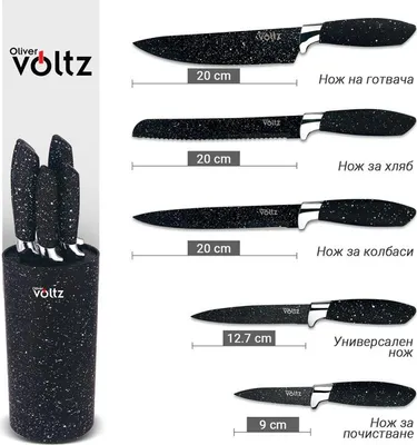 Obrázok produktu pre Sada oceovch noov Oliver Voltz OV51633E6G, 6 kusov, nonice, magnetick krabika, ierna