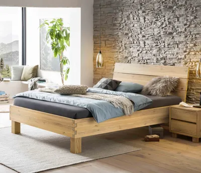 Produktbild von HASENA Naturo Line Massivholzbett Bretto 25 Wildeiche pure 200x200