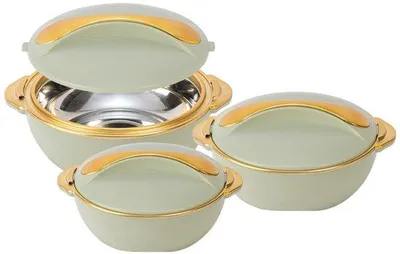 Image de Service de table à trois plats avec couvercle, pour plats chauds et froids