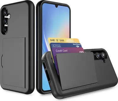 Produktbild von Smartphonica Handyhülle Geeignet für Samsung Galaxy A34 starke TPU mit Kartenschlitz - TPU starke Hülle mit Kartenschlitz - Schwarz