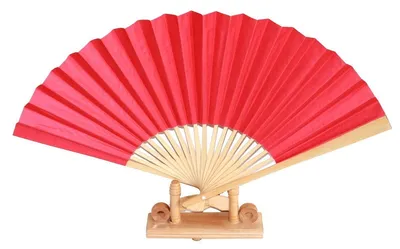 Produktbild von 401, 1 Stk. Bambus Holz Fächer Papier Deko rot 45 x 26 x 2,5 cm
