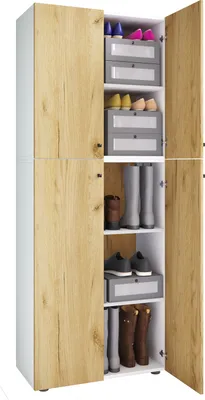 Immagine prodotto di Armadio in legno | Armadio con 5 scomparti e porte girevoli | Dimensioni ca. B. 70 x H. 184 x D. 40 cm – Lona