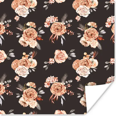 Produktbild von MuchoWow® Poster Rosen - Blumen - Schwarz 100x100 cm - Babyzimmer