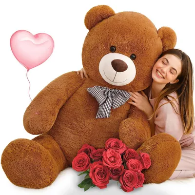 Image de Ours en peluche géant, 140 cm, taille XXL, couleur marron foncé