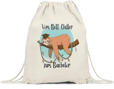 Produktbild von Vom Bett-Chiller zum Bachelor Turnbeutel Gymsack Faultier Abschluss Geschenk Uni Hochschule Studium