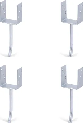 Immagine prodotto di Supporto per montanti a U 4x di Alberts con ancoraggio in acciaio tondo per calcestruzzo, 91x104 mm, ancoraggio in calcestruzzo 200 mm, zincato a caldo, da incassare nel calcestruzzo