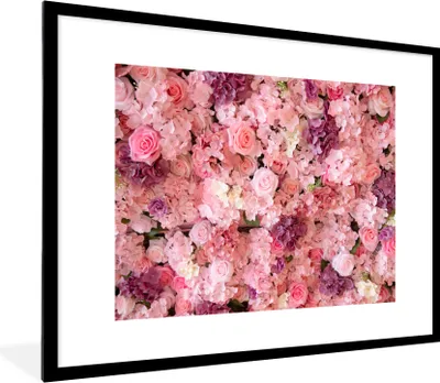 Produktbild von MuchoWow® Gerahmtes Poster Blumen - Rosa - Rosen 80x60 cm - Poster mit Schwarzem Bilderrahmen Wandposter Rahmen Foto Bilder - Schlafzimmer-Dekorationen - Fotoposter