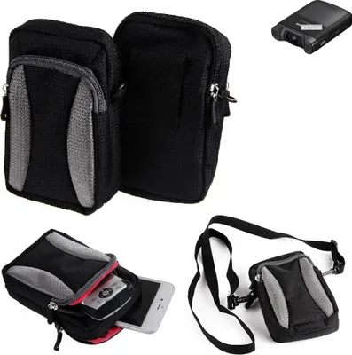 Produktbild von K-S-Trade Fototasche kompatibel mit Canon Legria Mini X Gürtel-Tasche Holster Umhänge Tasche Kameratasche, schwarz-grau Brust-Beutel Brust-Tasche