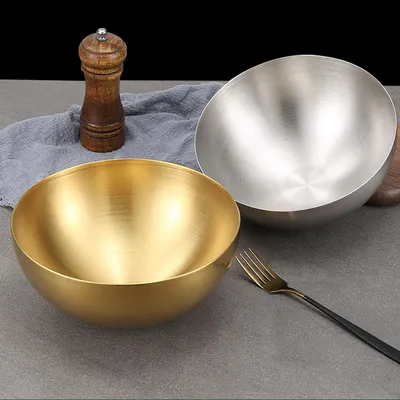 Koreanische Edelstahl-Reisschale, gold, 700 ml, 15 cm