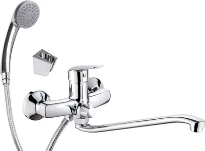 Immagine prodotto di Wall-mounted washbasin mixer with extended spout - hose and shower set connection