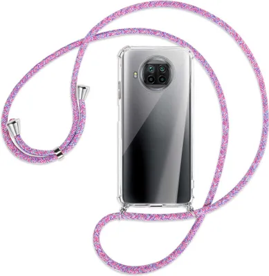 Produktbild von Handykette Backcover-Schutzhülle mit Band (Metall silberfarben) für Xiaomi Mi 10T Lite 5G - lila/rosa/blau