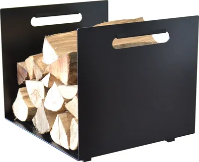 Produktbild von Dekorativer Kaminholzständer Brennholzhalter Kaminholz Ablage Kamin Holzständer für Innen- oder Außenbereich Schwarz (Container:H38cm, B46cm, T49cm, Gewicht 6,45kg)