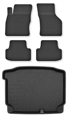 Produktbild von Gummimatten + Kofferraumwanne für Seat Leon III 2012-2020 (Schrägheck) – Schwarz, Semi-Universal, angepasst – Wielganizator Semi-Universal