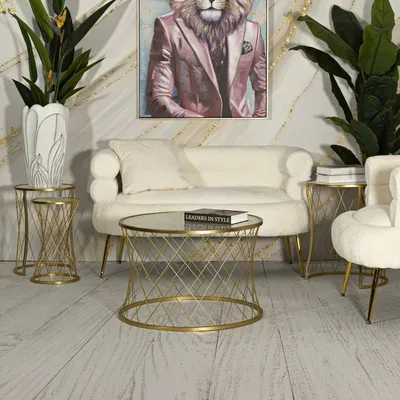 Image de Cabiaglio - Tables basses, 70x70x55h cm or or, ensemble de 4 tables