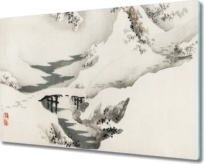 Produktbild von Coloray Hackbrett Küchenbrett Kochplattenabdeckung Schneidebrett Herdabdeckplatte 80x52 cm - Winter Baum Schnee Fluss