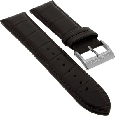 Produktbild von Nautica Uhrenarmband 22mm Leder gepolstert braun Krokooptik A12617G
