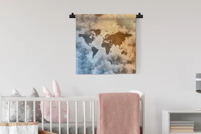 Produktbild von MuchoWow® Wandteppich Wandbehang Weltkarte - Farben - Vintage 60x60 cm Tapisserie Dekoration Wandtuch - Dekorationen - Wand Decke