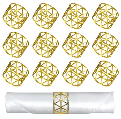 Serviettenringe 12er-Set Metall hohl Ø 4,5 cm Gold