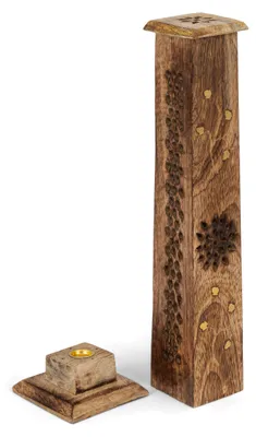 Weihrauchhalter Turm aus Mangoholz, braun, 30x5,5 cm
