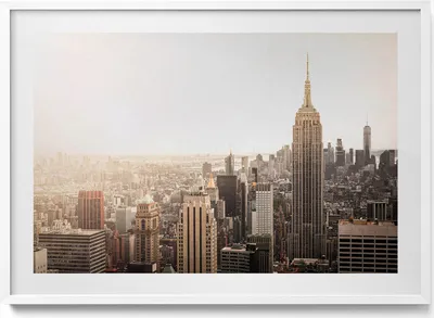 Produktbild von Architektur von New York– Wandbild mit Rahmen – Gerahmtes Bild  – Wanddekoration – 100x70 cm –  Weiß Rahmen