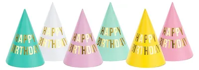 Produktbild von PartyDeco Partyhüte Happy Birthday, Mix, 16cm, Party-Hut, Mehrfarbig, Geburtstag, 160 mm, 11 cm, 110 mm