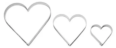 Herz-Ausstechformen 3er-Set, Edelstahl, 5/8/11,5 cm