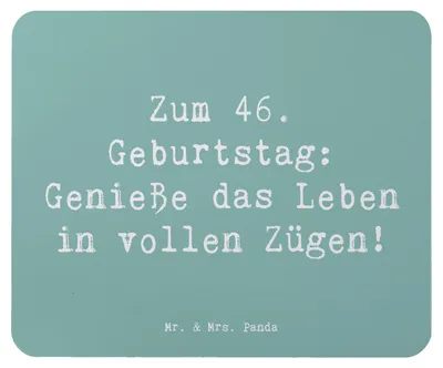 Produktbild von Mr. & Mrs. Panda Mouse Pad Spruch 46. Geburtstag Lebensfreude - Meeresbrise - Geschenk, Glück, feiern, spontane Entscheidungen, computer mousepad, Geburtstagsgeschenk