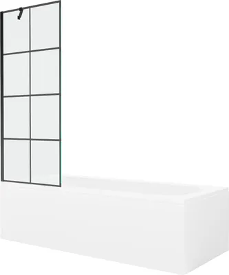 Produktbild von Mexen Vega rechteckige Wanne 180 x 80 cm mit Verkleidung und 1-flügeliger Faltwand 70 cm, schwarzes Muster - 550118080X95070070?