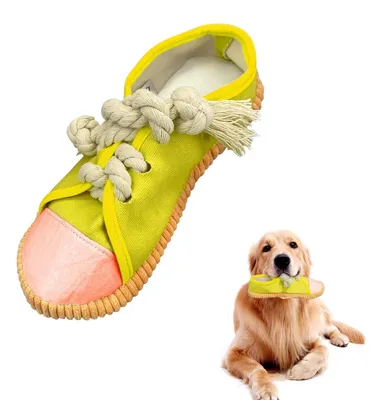 Produktbild von Dailygoody – Kauspielzeug für Hunde – Interaktives und langlebiges Kauspielzeug – Gelb – Quietschespielzeug – Geeignet für Welpen und kleine Hunde