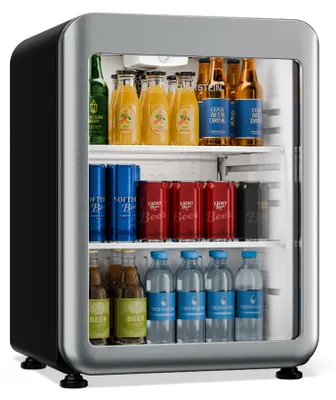 Produktbild von Klarstein Audrey Evo Getränkekühlschrank 65 L – Getränkekühler mit Glastür, LED-Beleuchtung, einstellbare Temperatur 0–10 °C, 2 Regalböden, leiser Betrieb
