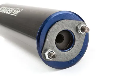 Produktbild von Stage6 Streetrace Komplettauspuff Chrom CNC Blau/Schwarz Derbi/Minarelli AM6