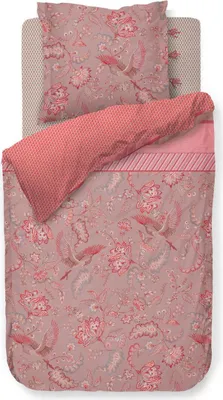Produktbild von Pip Studio Perkal-Baumwoll-Bettwäsche-Garnitur Royal Birds Farbe Khaki, Größe 155x220+80x80 AL