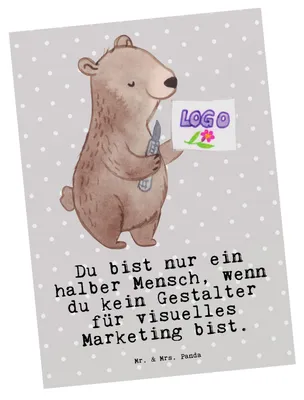 Produktbild von Mr. & Mrs. Panda Postkarte Gestalter für visuelles Marketing Herz - Grau Pastell - Geschenk, Ansichtskarten, Grußkarte, Ansichtskarte, kunstkarte, Postkarten