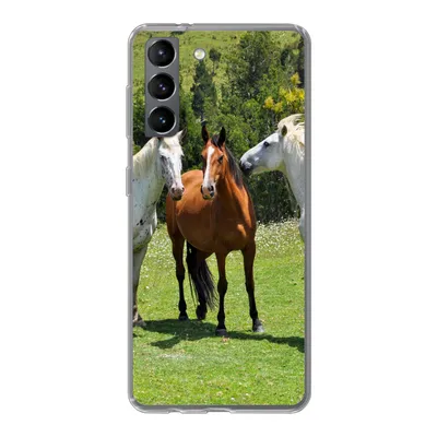 Produktbild von MuchoWow® Handyhülle Schutzhülle Hülle für Samsung Galaxy S21 Pferde - Baum - Schatten Silikon Softcase Handy Hülle - Softcase