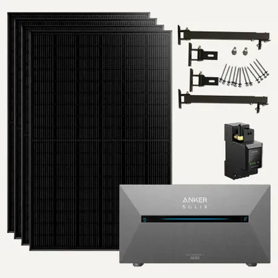 Produktbild von 1740W Balkonkraftwerk mit Anker 2 Pro mit Smart Meter mit Halterung