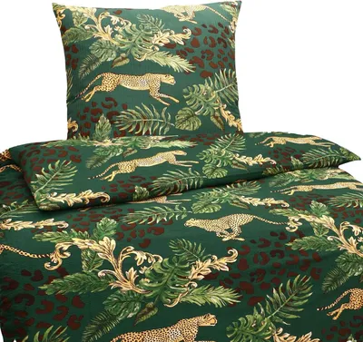 Produktbild von Bettwäsche Seersucker Mikrofaser Leopard Dschungel 135x200 80x80 Grün: 2 tlg.