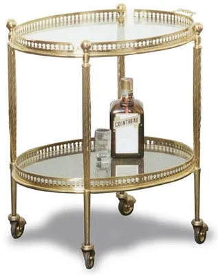 Produktbild von Casa Padrino Luxus Jugendstil Servierwagen Gold 52 x 41 x H. 56 cm - Edler Messing Trolley mit Glasplatten - Barock & Jugendstil Gastronomie Accessoires