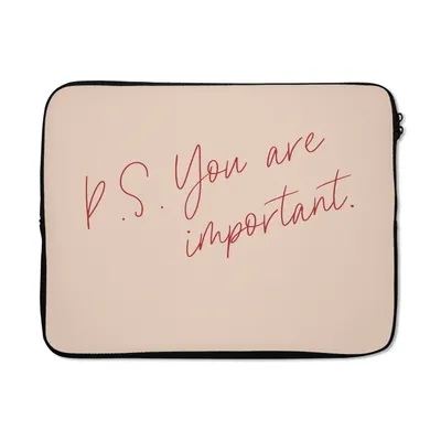 Produktbild von MuchoWow® Laptop Hülle 17 Zoll Laptoptasche Text - P.S. Du bist wichtig - Zitate - Zipper - Schutzabdeckung