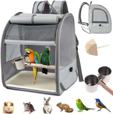 Produktbild von Vogeltransportbox - Draagbare Vogelträger mit Zubehör - 1 Stück - Holz und Kunststoff
