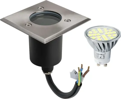 Produktbild von LED Bodenleuchte Edelstahl Eckig mit LED Leuchtmittel mit 4W LED Warmweiß