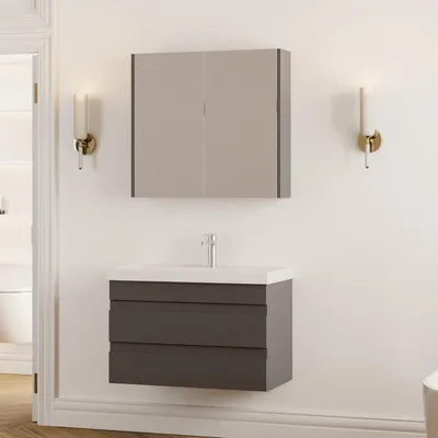 Produktbild von Badmöbel Set Lara | Spiegelschrank Waschbecken Unterschrank 80cm Badezimmermöbel