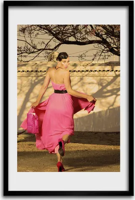 Produktbild von Bild - Bilderrahmen - 40 cm x 60 cm - MDF - Rahmen - Wandkunst - Frau im Rosa