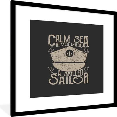 Produktbild von MuchoWow® MuchoWow® Gerahmtes Poster Jahrgang - Segeln - Hut 40x40 cm - Poster mit zchwarzem Bilderrahmen - Poster - Plakat im Rahmen