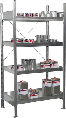 Produktbild von Bauer Kleingebinderegal 3019-4E Grundregal mit 4 verzinkten Auffangwannen