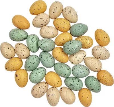 Image de Œufs décoratifs - tachetés, 2,5 cm - Œufs de Pâques - 36 pièces - naturel, orange, vert