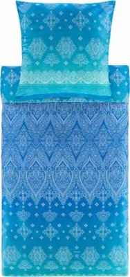 Produktbild von Bassetti Satin-Bettwäsche-Garnitur KERALA Farbe B1 BLAU Größe 135x200+80x80