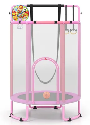 Produktbild von KOMFOTTEU Kindertrampolin Ø 140 cm mit Sicherheitsnetz & Randabdeckung