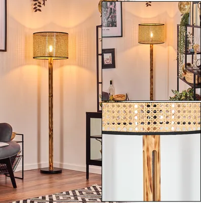 Produktbild von Casalina Stehlampe aus Holz/Metall und Schirm aus Rattan/Wienergeflecht